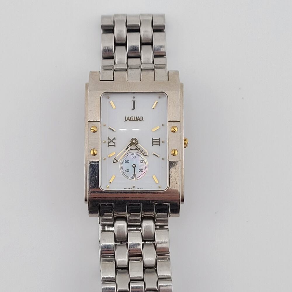 Jaguar J-602 Friendship silver white dial tank style quartz watch